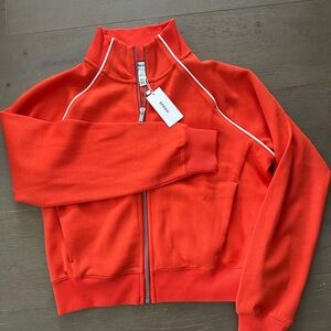SPANX AirEssentials Pique Zip-Up Track Jacket with White Accents NWT